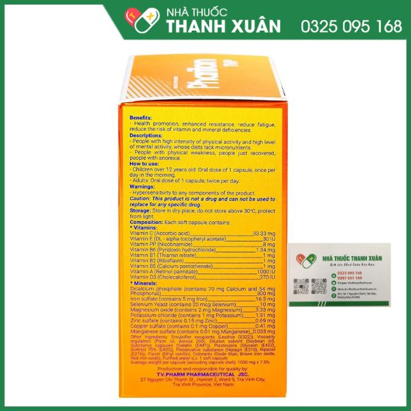 Phariton TVP bổ sung vitamin và khoáng chất hộp 60 viên